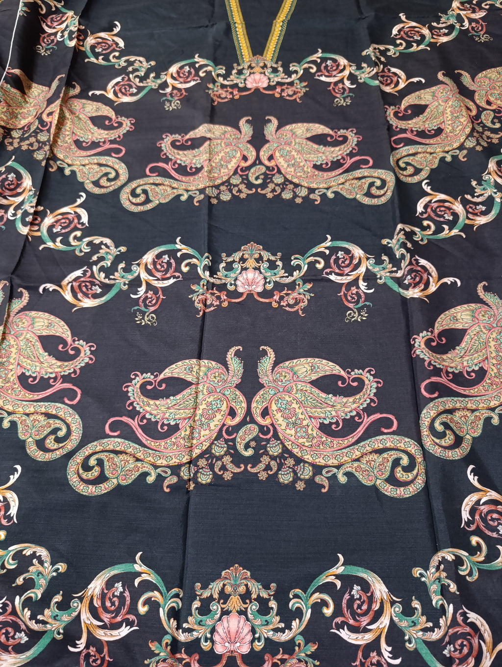 Ethnic lawn silk printed kaftan shirt unstitched