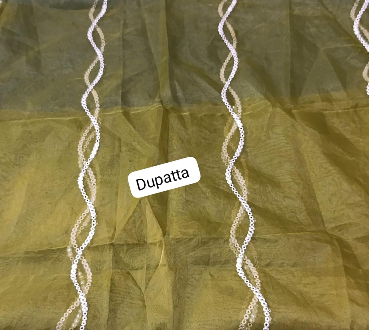 Hussain rehar organza  Emb dupatta