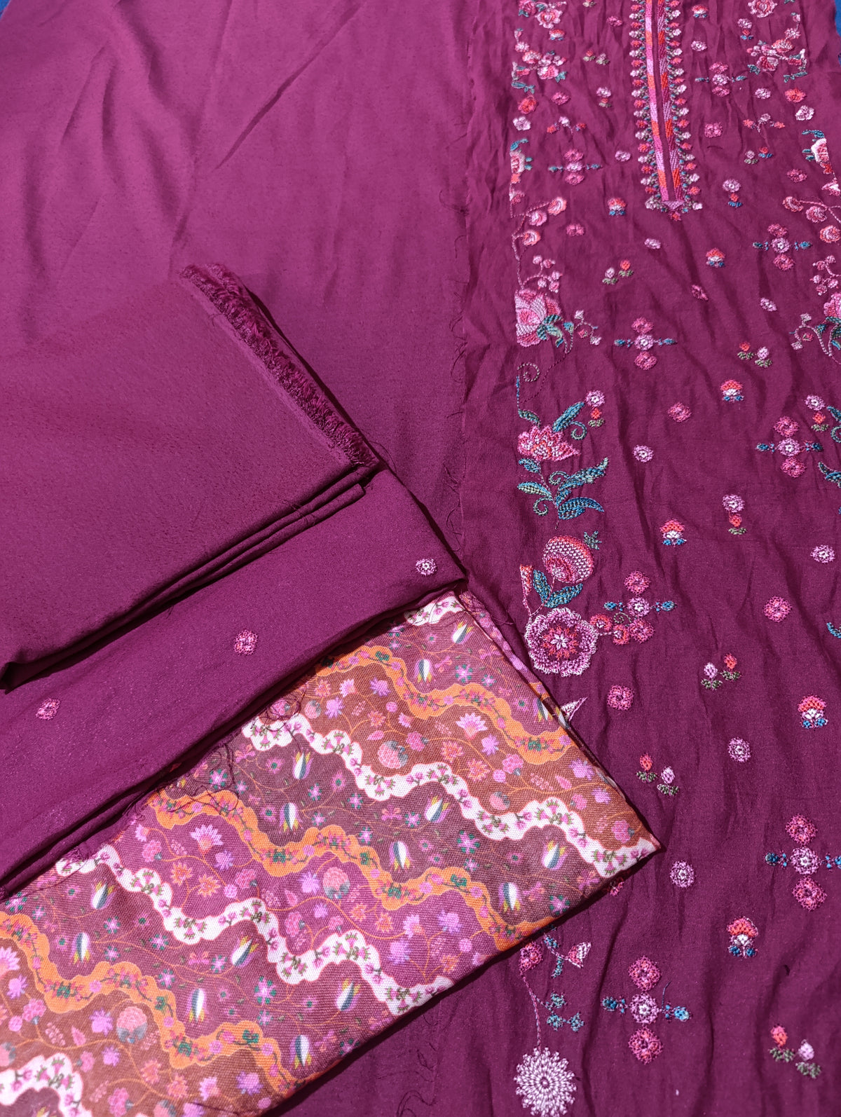 HussainRehar leftover karandi embroidered 3pc