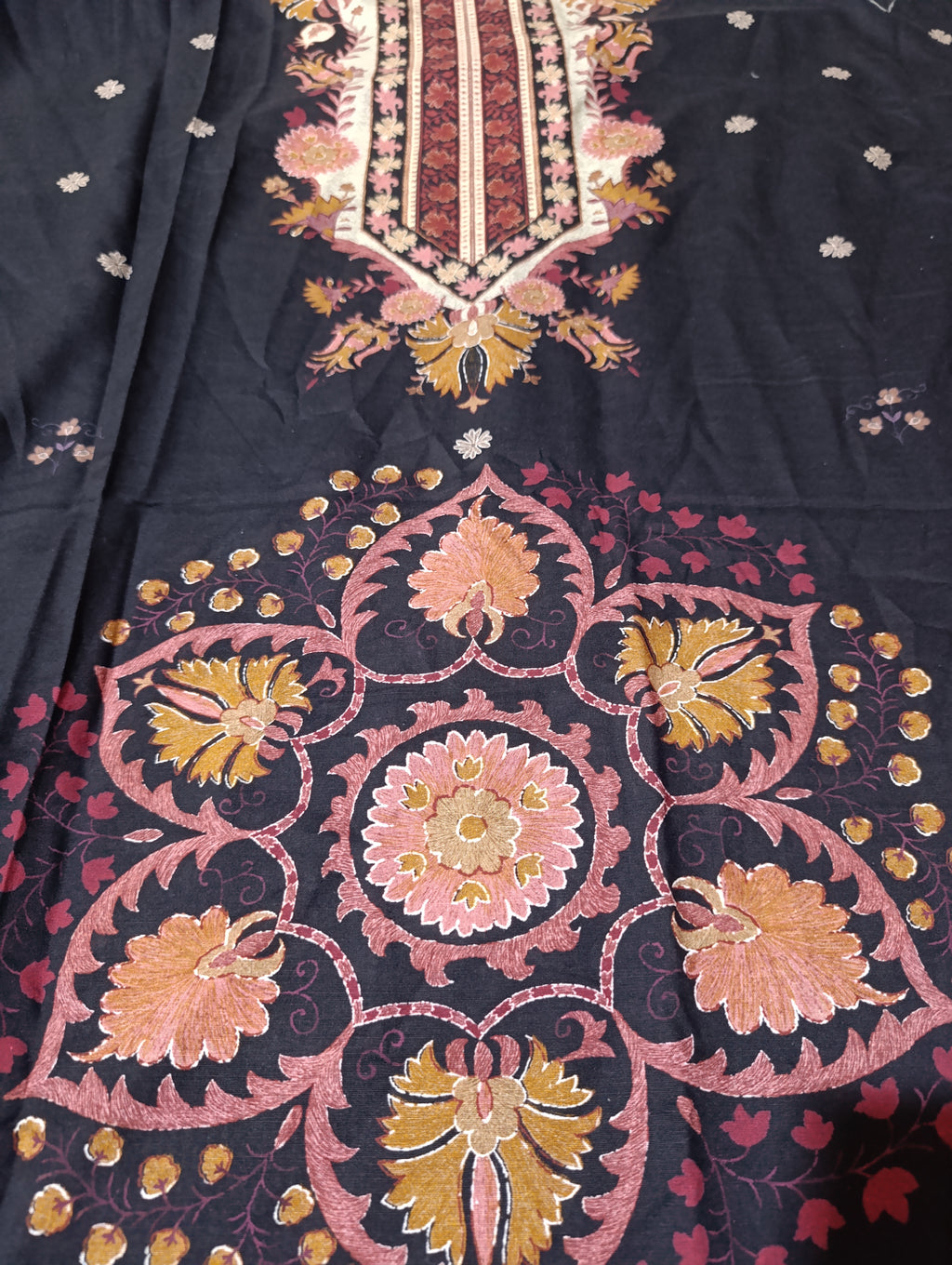 Ethnic winter  khaddar printed kaftan shirt unstitched