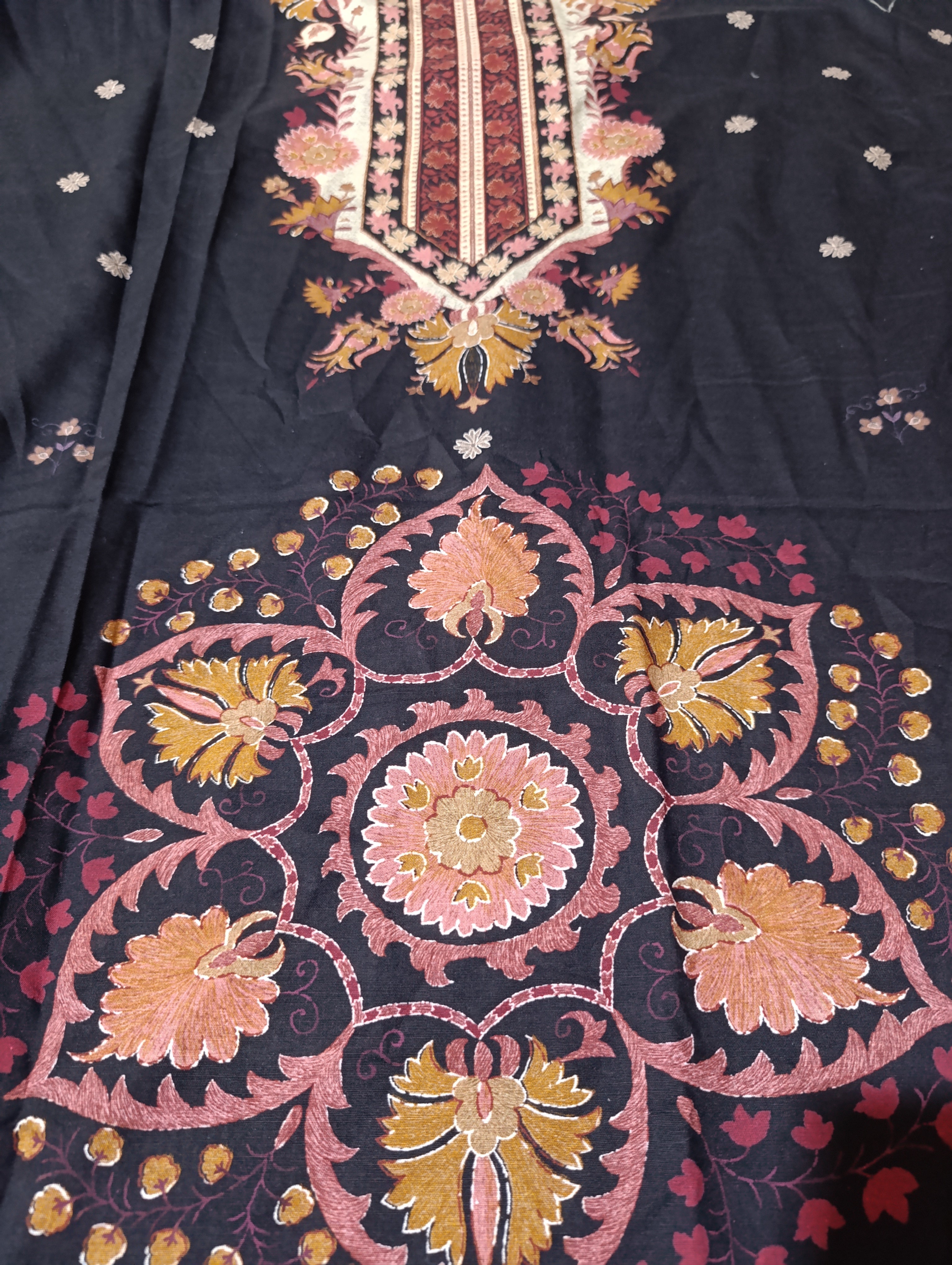 Ethnic winter  khaddar printed kaftan shirt unstitched