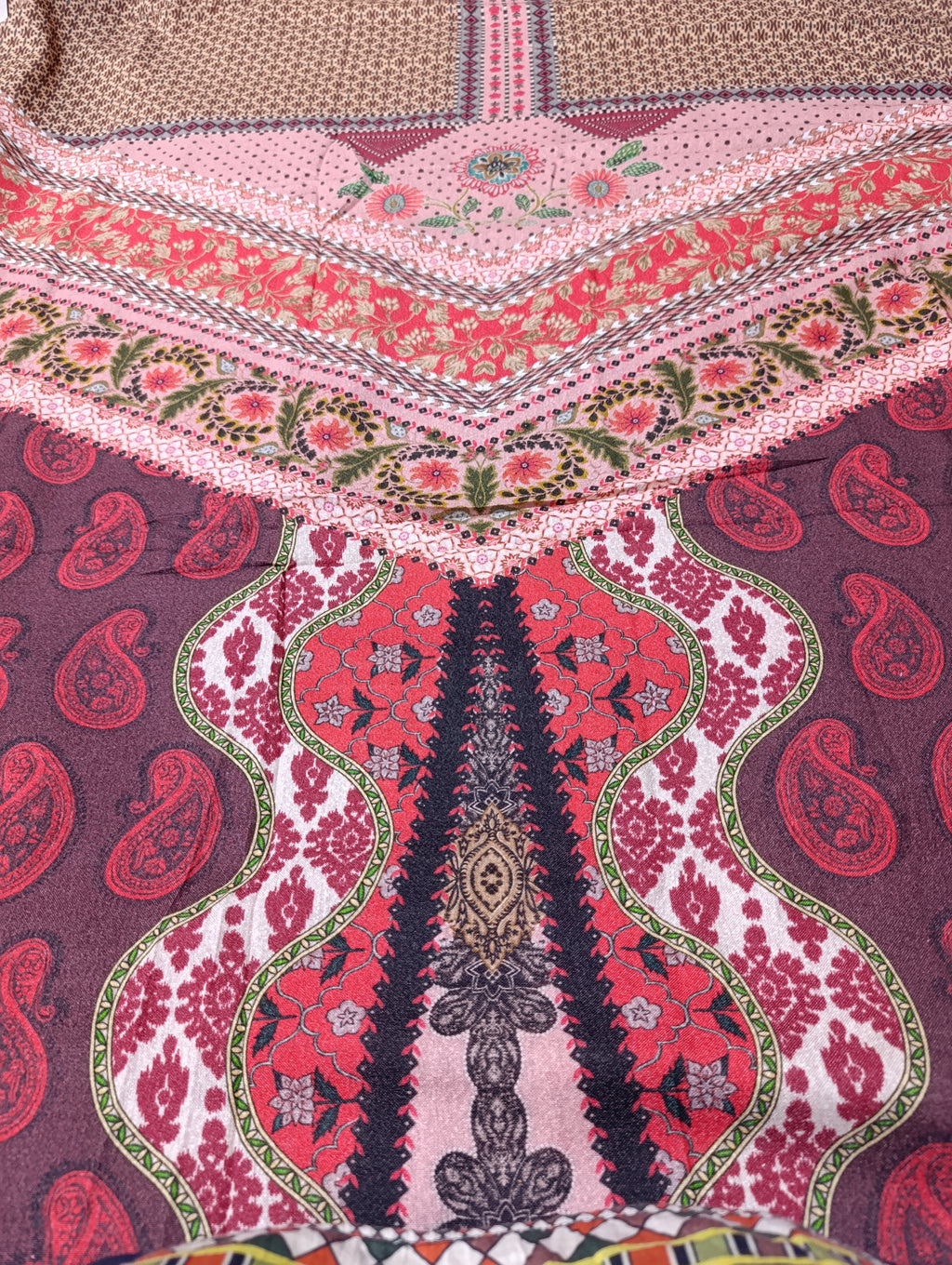 Ethnic winter  karandi printed kaftan shirt unstitched