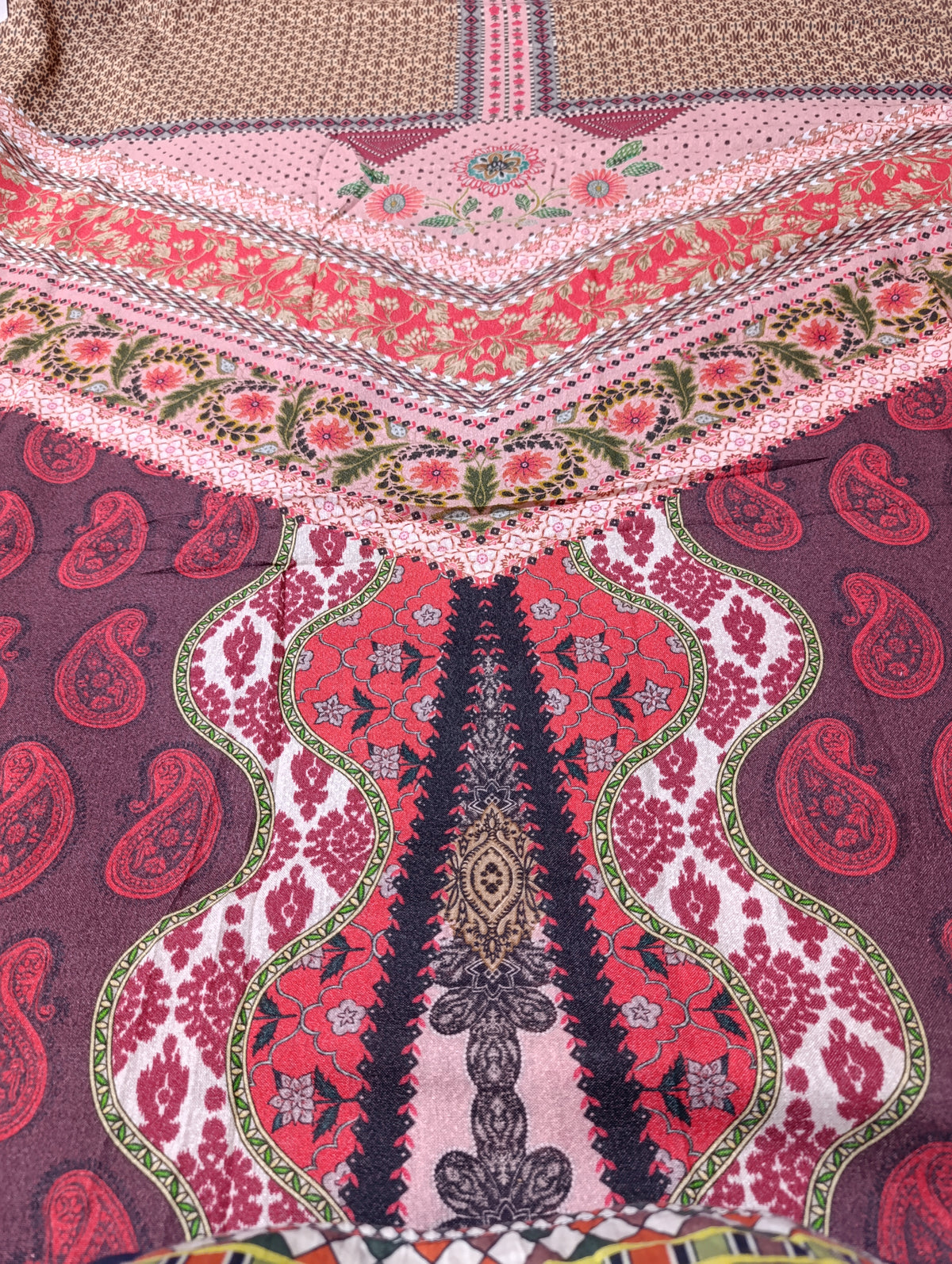 Ethnic winter  karandi printed kaftan shirt unstitched