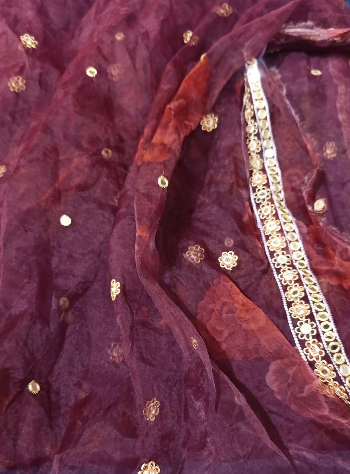 Branded  organza emb dupatta