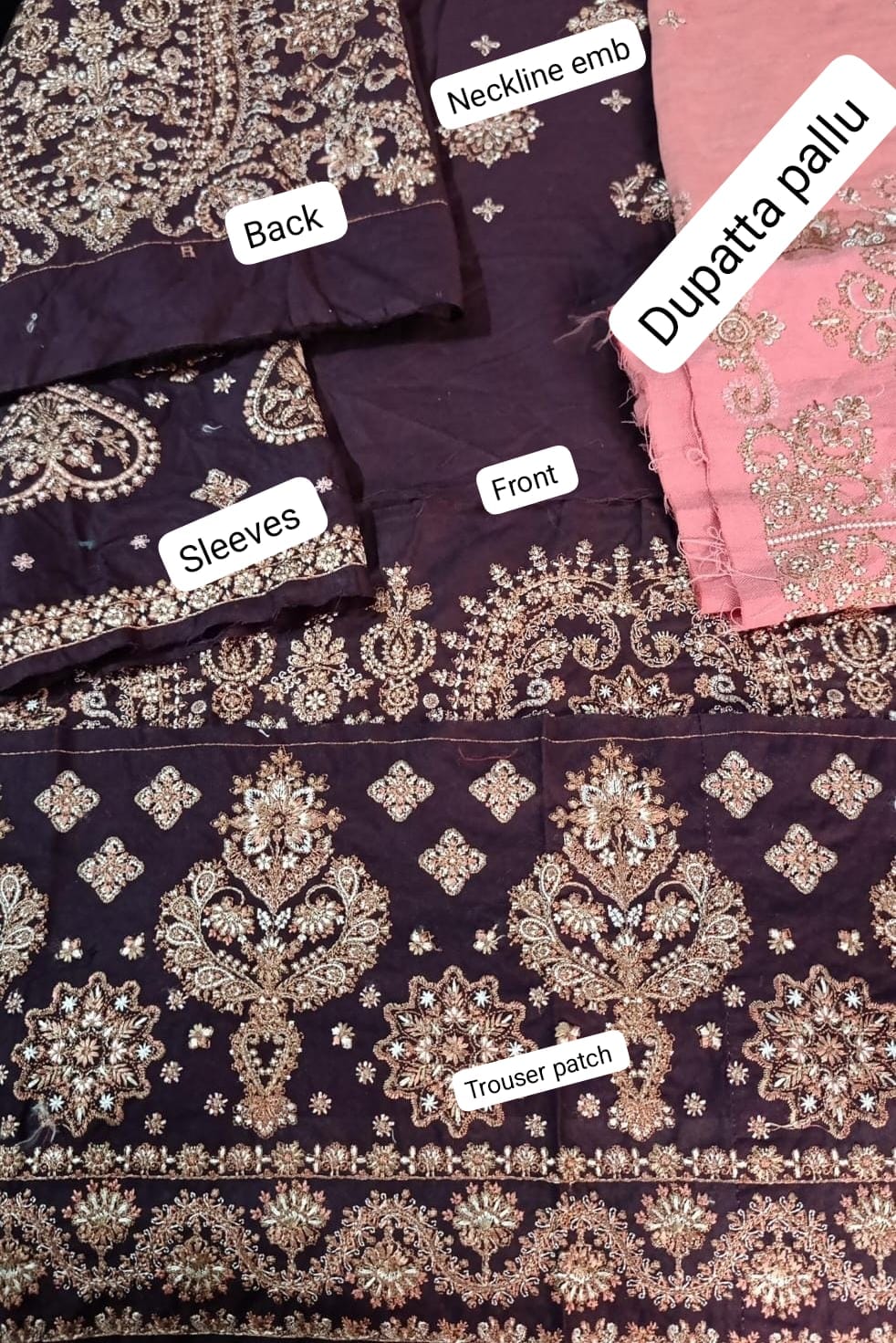 HussainRehar winter khaddar emb complete shirt with dupatta pallu and trouser patch