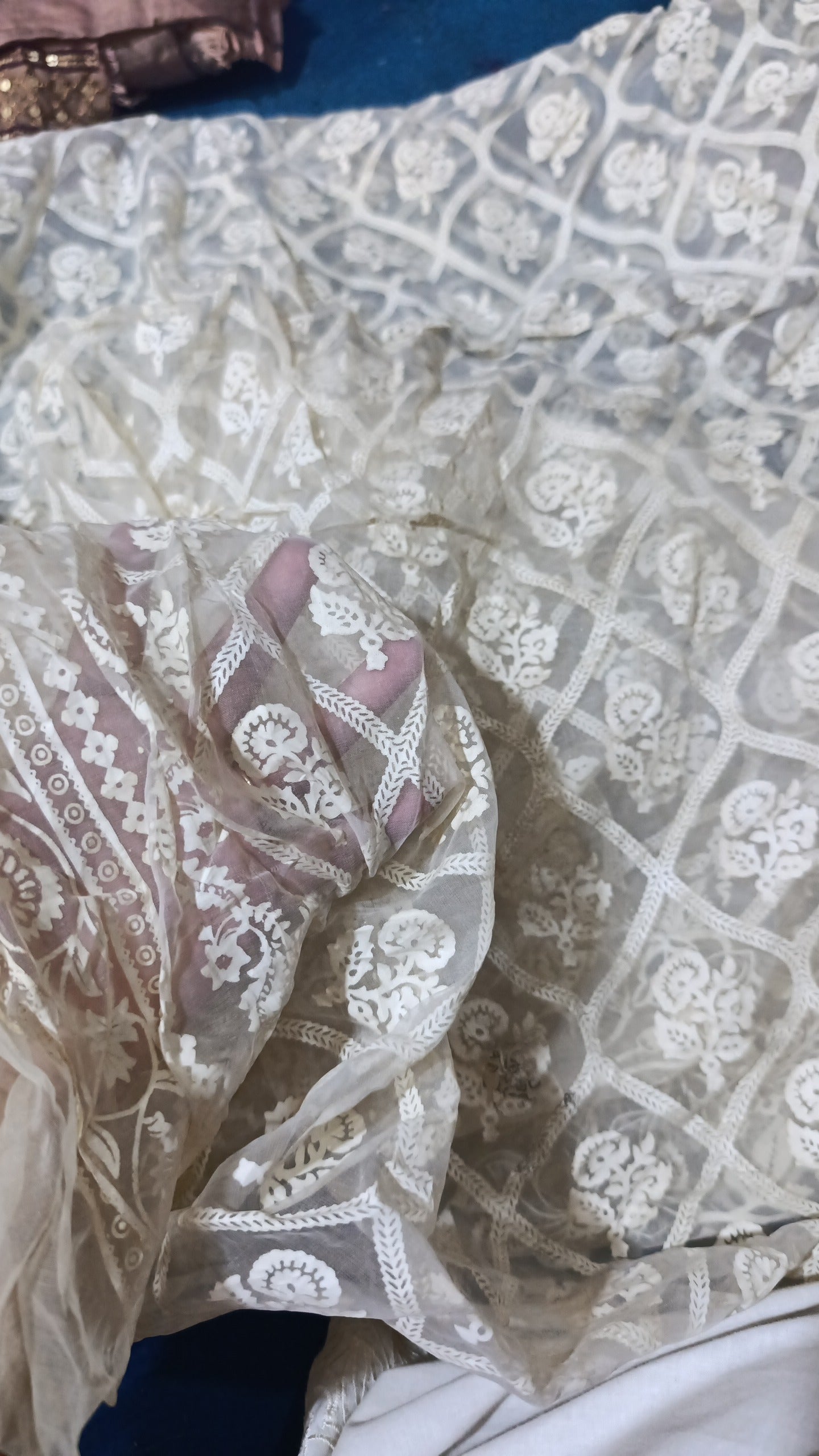 Branded organza block print dupatta bfresh