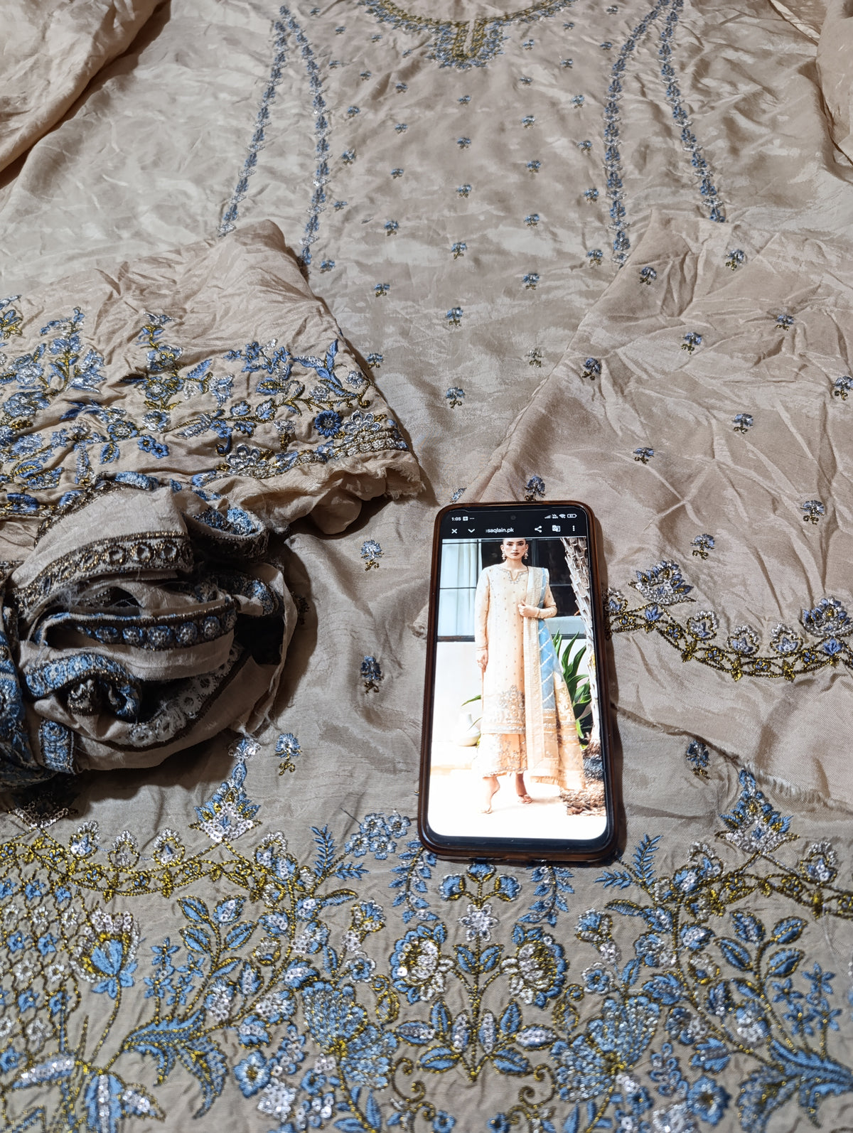 Faizasaqlain formal emb silk shirt