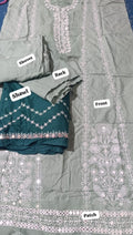 Cross stitch embroidered linen 2pc