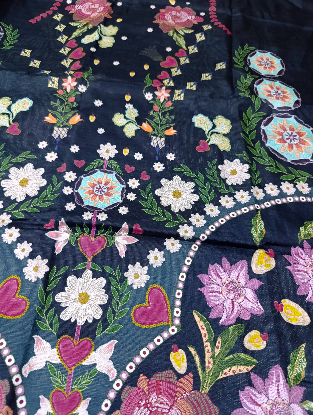 Ethnic khaddar printed kaftan shirt unstitched