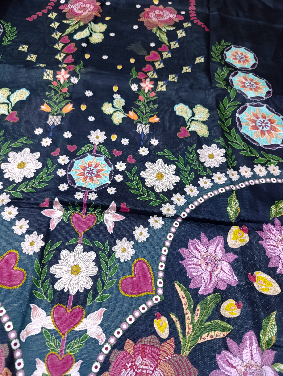 Ethnic khaddar printed kaftan shirt unstitched