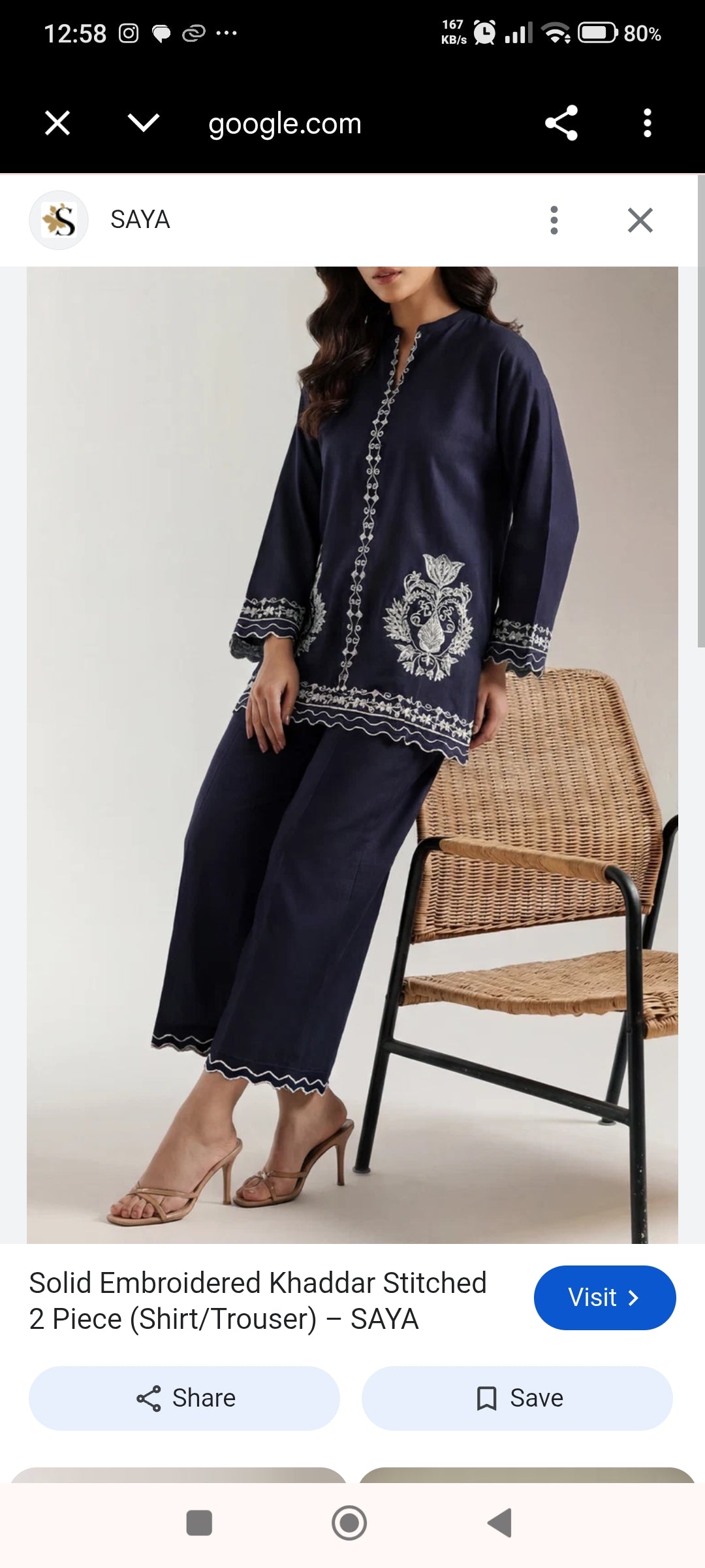 Saya viscose linen emb 2pc medium size