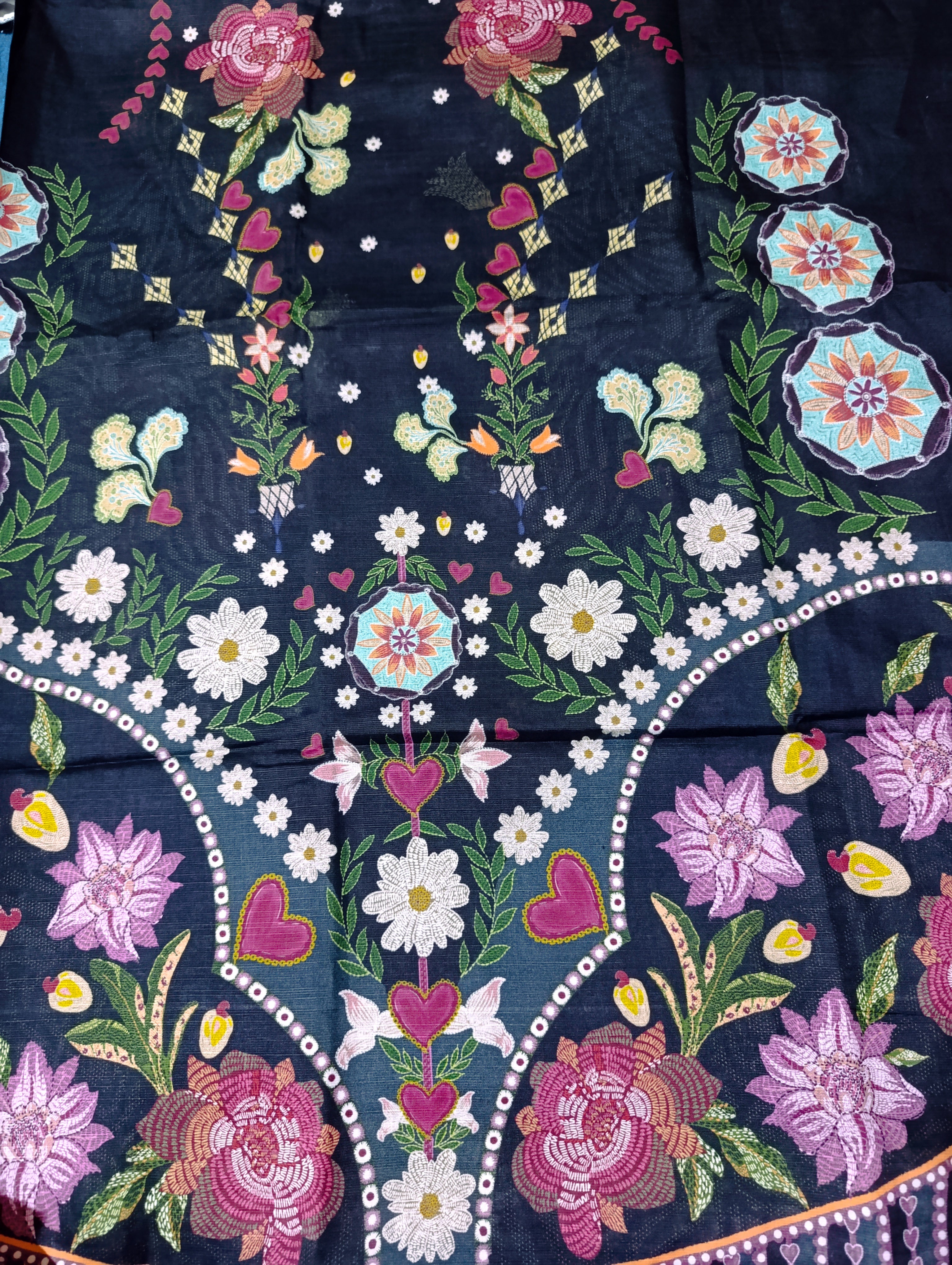 Ethnic khaddar printed kaftan shirt unstitched