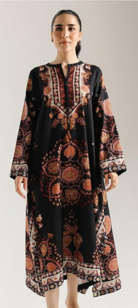 Ethnic winter  khaddar printed kaftan shirt unstitched