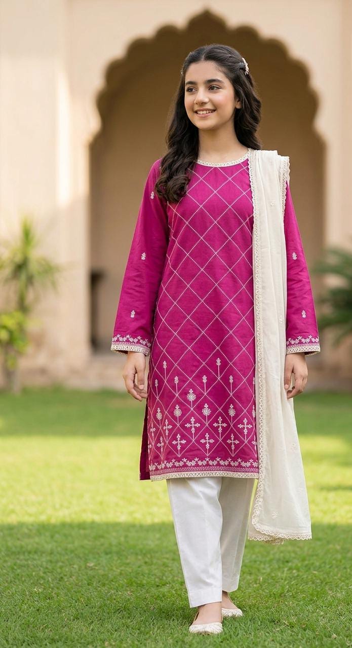 Kids emb Lawn shirt cross stitch xsmall