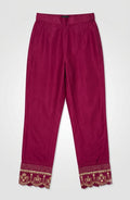 Sapphire emb raw silk trouser small