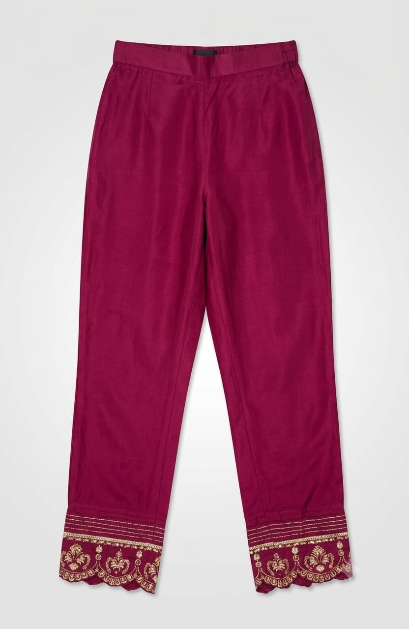 Sapphire emb raw silk trouser small