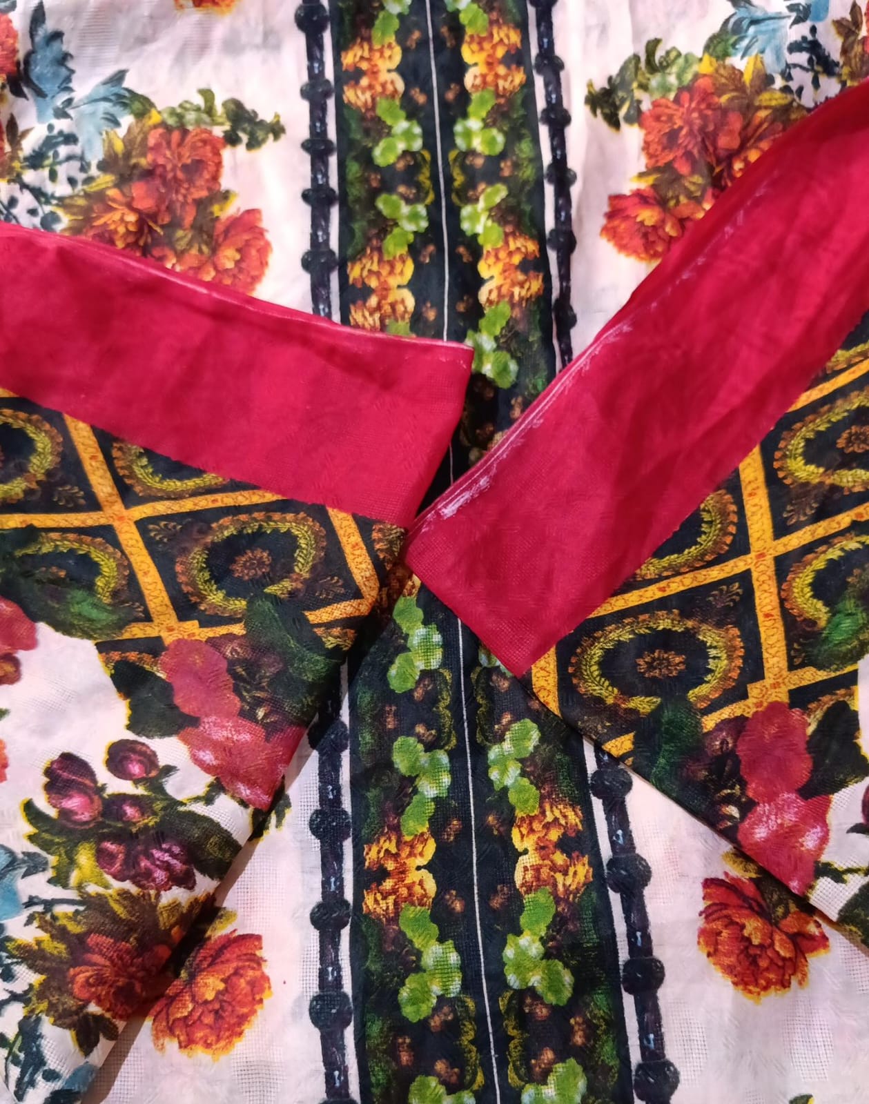 Branded cotton net printed dupatta