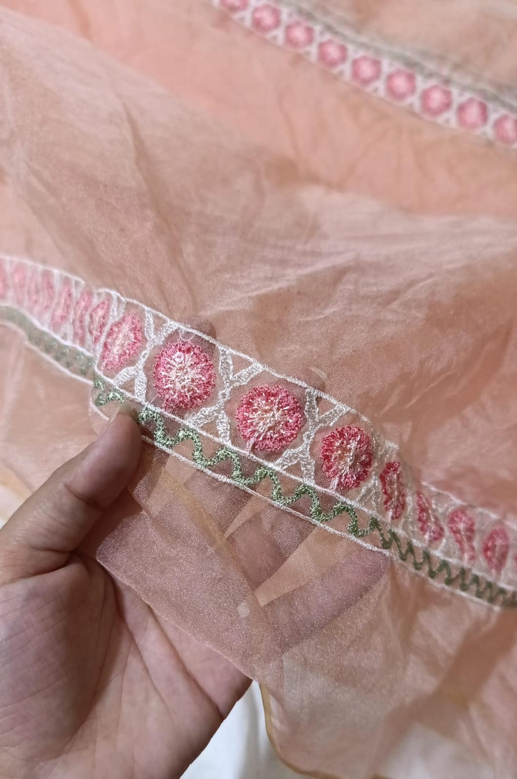 Branded emb organza dupatta