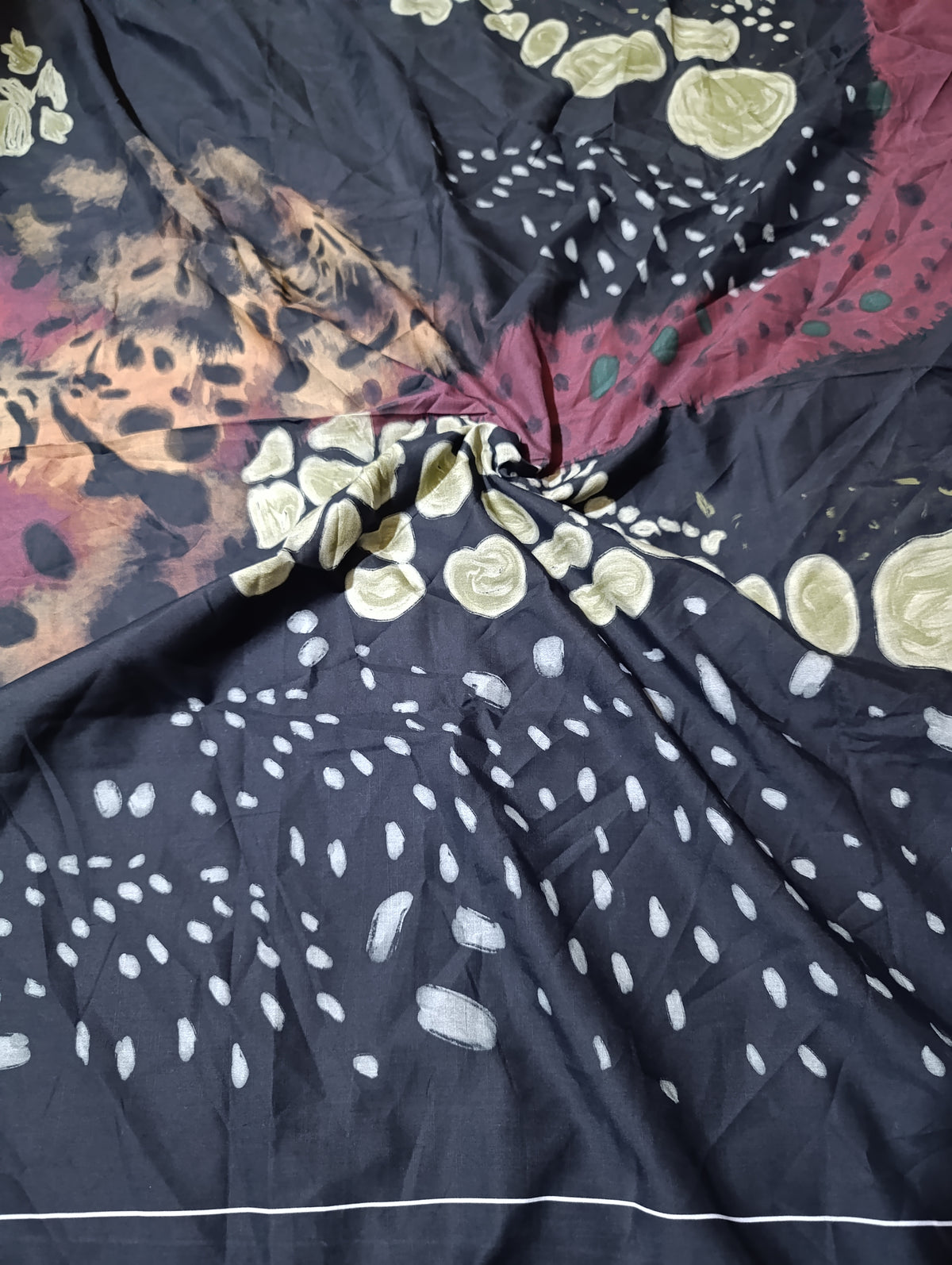 Ethnic lawn silk printed kaftan shirt unstitched