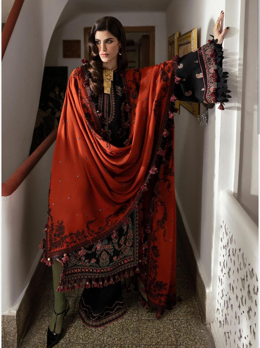 HussainRehar winter karandi emb shawl