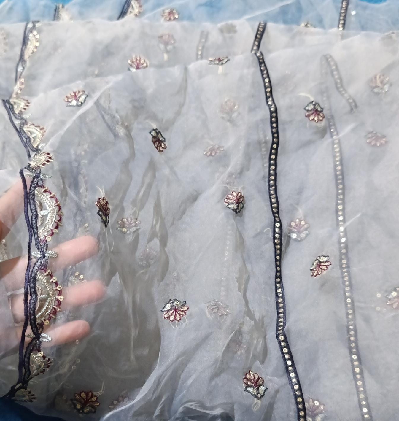 Branded organza emb dupatta leftover