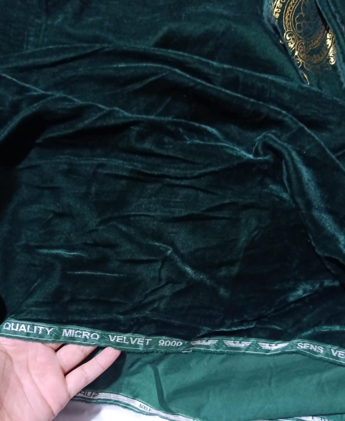 Maria B velvet 3pc suit bottle green colour