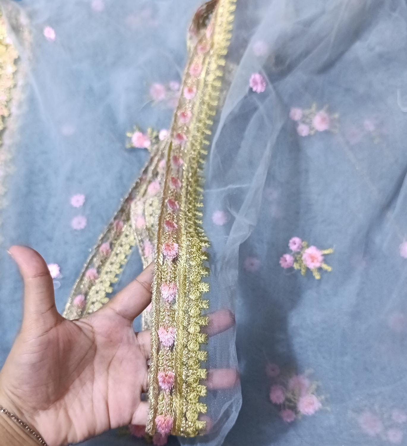 Branded  net emb ready dupatta