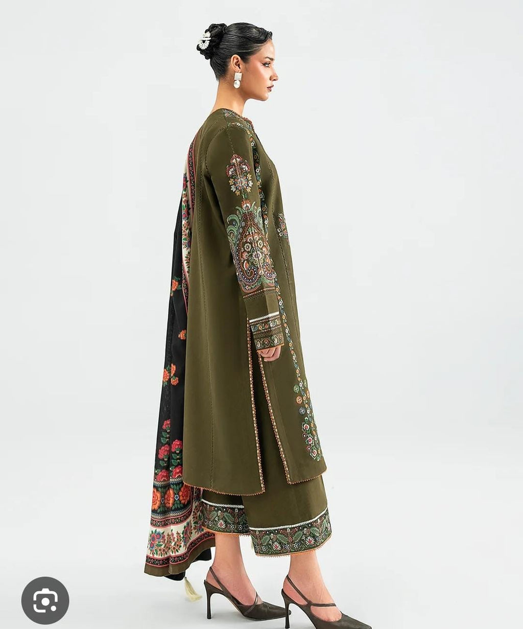 HussainRehar winter emb khaddar shirt